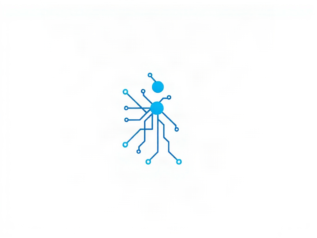 A clean, modern logo mark for an IoT company: a stylized 'i' composed of circuit paths and a node, with a bright blue gradient, on a white background, minimalist, vector, 8k